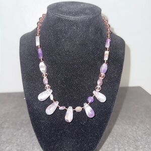 Preloved Amethyst beaded necklace 16”-18”